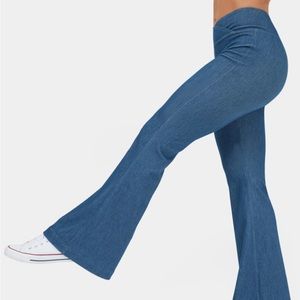 HALARA High Waist Crossover Stretchy Knit Denim Casual Flare Pants